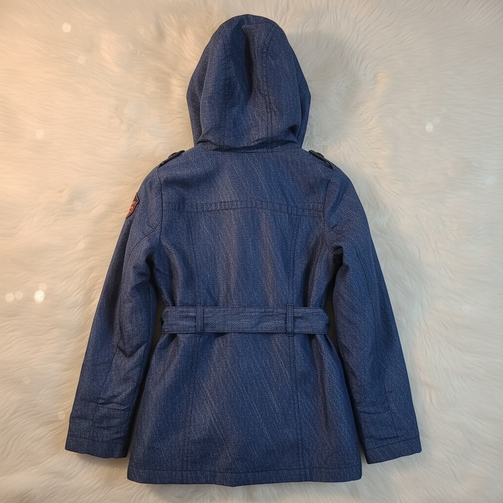 Jessica Simpson Faux Denim Trench Coat Raincoat - Picture 3 of 6